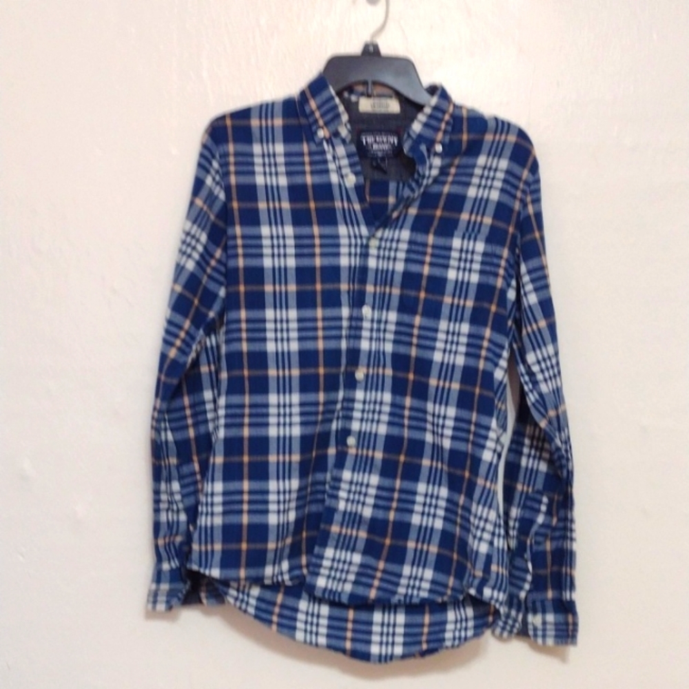 The New Ivy Brand Vintage Classics Indigo Blue Plaid Button Front Shirt Size S